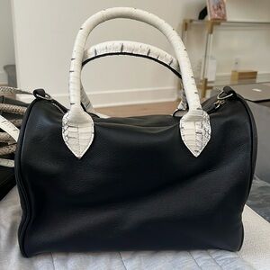 Leather Crossbody tote! Real soft leather and authentic Watersnake natural color